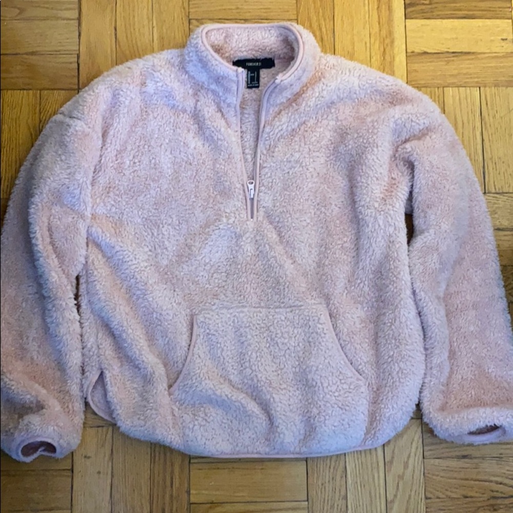 Light pink Sherpa half zip